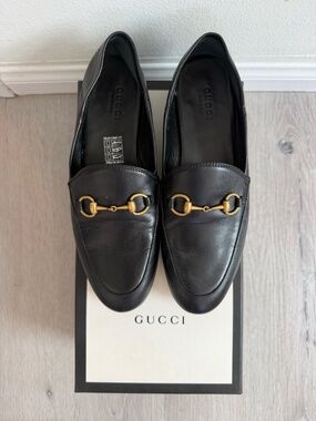 Gucci Black Leather Horsebit Loafers Size EU 36